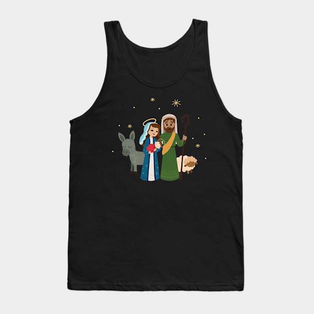 Christmas Nativity Family holding Baby Jesus Tank Top by 513KellySt